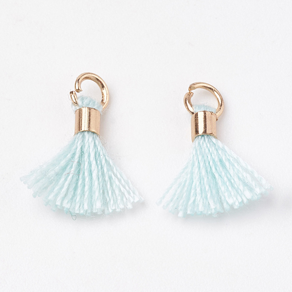 PandaHall Polycotton(Polyester Cotton) Tassel Pendant Decorations, Mini Tassel, with Brass Findings, Light Gold, Light Cyan, 10~15x3~4mm...
PandaHall Polycotton(Polyester Cotton) Tassel Pendant Decorations, Mini Tassel, with Brass Findings, Light Gold, Light Cyan, 10~15x3~4mm...