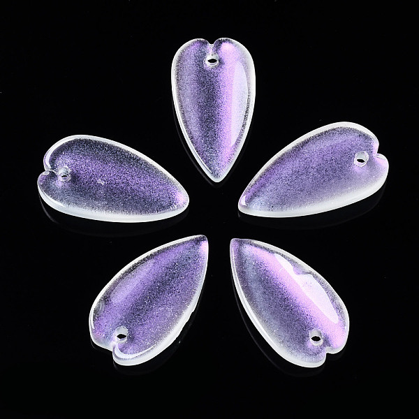 PandaHall Transparent Spray Painted Glass Pendants, with Glitter Powder, Leaf, Medium Purple, 20.5x11x3.5mm, Hole: 1.2mm Glass Leaf
PandaHall Transparent Spray Painted Glass Pendants, with Glitter Powder, Leaf, Medium Purple, 20.5x11x3.5mm, Hole: 1.2mm Glass Leaf