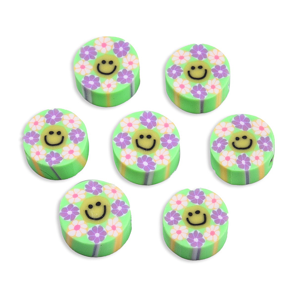 PandaHall Handmade Polymer Clay Beads, Flat Round with Smiling Face & Flower, Pale Green, 8.5~10x4.5mm, Hole: 1.5mm Polymer Clay Flat Round
PandaHall Handmade Polymer Clay Beads, Flat Round with Smiling Face & Flower, Pale Green, 8.5~10x4.5mm, Hole: 1.5mm Polymer Clay Flat Round