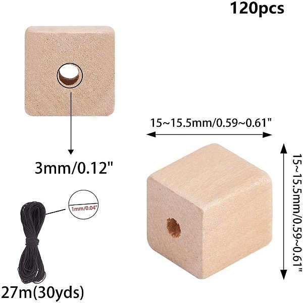 PandaHall Unfinished Wood Beads, Natural Wooden Beads, Lead Free, Cube, 15~15.5x15~15.5x15~15.5mm, Hole: 3mm, 120pcs/box Wood Cube
PandaHall Unfinished Wood Beads, Natural Wooden Beads, Lead Free, Cube, 15~15.5x15~15.5x15~15.5mm, Hole: 3mm, 120pcs/box Wood Cube