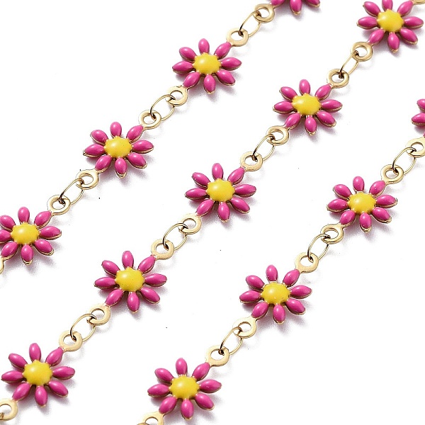 PandaHall 304 Stainless Steel Link Chains, with Resin & Enamel & Spool, Unwelded, Real 18K Gold Plated, Flower, Hot Pink, 12.5x7x2mm, about...
PandaHall 304 Stainless Steel Link Chains, with Resin & Enamel & Spool, Unwelded, Real 18K Gold Plated, Flower, Hot Pink, 12.5x7x2mm, about...
