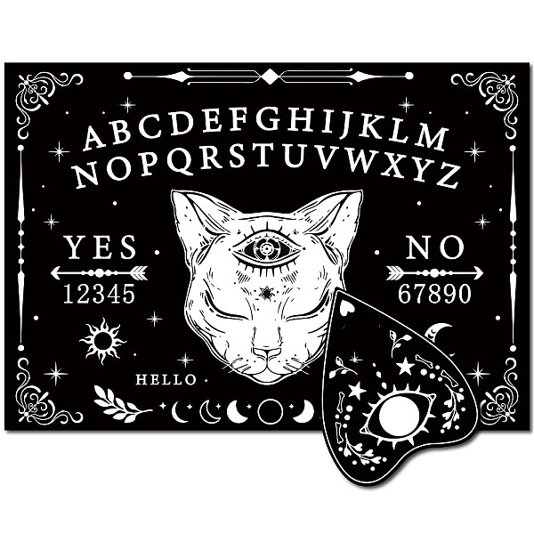 PandaHall CREATCABIN Cat Wood Spirit Board Evil Eyes Pendulum Board Kit Black Talking Boards with Planchette Dowsing Divination Metaphysical...
PandaHall CREATCABIN Cat Wood Spirit Board Evil Eyes Pendulum Board Kit Black Talking Boards with Planchette Dowsing Divination Metaphysical...