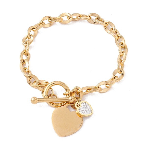 PandaHall Crystal Rhinestone Heart and Bar Charm Bracelet with Cable Chains, Ion Plating(IP) 304 Stainless Steel Jewelry for Women, Golden...
PandaHall Crystal Rhinestone Heart and Bar Charm Bracelet with Cable Chains, Ion Plating(IP) 304 Stainless Steel Jewelry for Women, Golden...