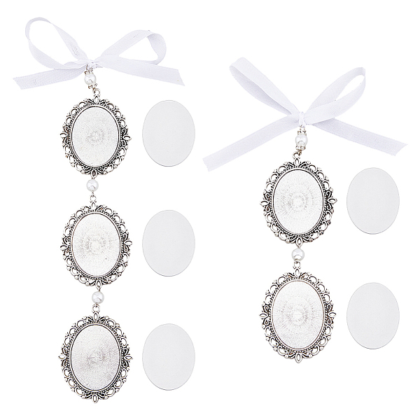 PandaHall 2Pcs 2 Styles Oval Alloy Pendant Decorations, with Transparent Glass Cabochon and Satin Ribbon, for Wedding Bouquet Decorations..., White
PandaHall 2Pcs 2 Styles Oval Alloy Pendant Decorations, with Transparent Glass Cabochon and Satin Ribbon, for Wedding Bouquet Decorations..., White