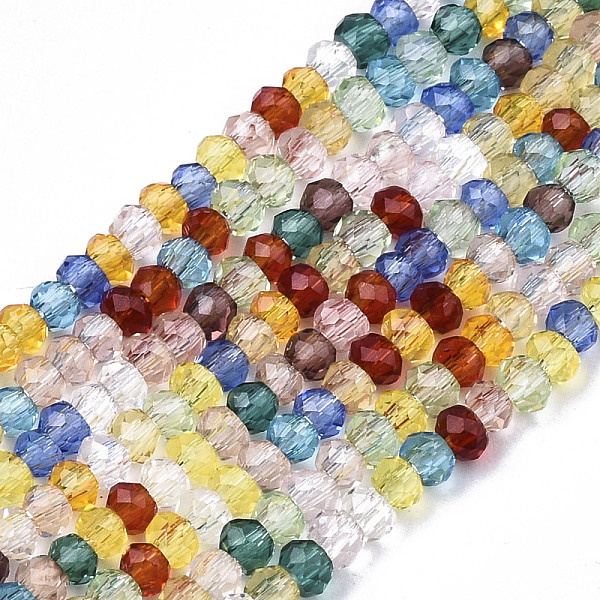 PandaHall Transparent Glass Beads Strands, Faceted, Rondelle, Mixed Color, 2x1.5mm, Hole: 0.7mm, about 186~189pcs/strand, 11.97 inch~12.2..., Multicolor
PandaHall Transparent Glass Beads Strands, Faceted, Rondelle, Mixed Color, 2x1.5mm, Hole: 0.7mm, about 186~189pcs/strand, 11.97 inch~12.2..., Multicolor