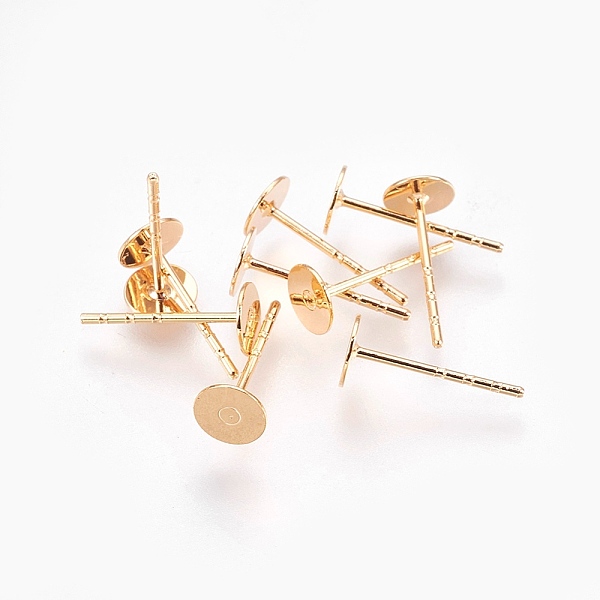 PandaHall Brass Stud Earring Findings, Flat Round, Nickel Free, Real 18K Gold Plated, 5mm, Pin: 0.8mm Brass Flat Round
PandaHall Brass Stud Earring Findings, Flat Round, Nickel Free, Real 18K Gold Plated, 5mm, Pin: 0.8mm Brass Flat Round