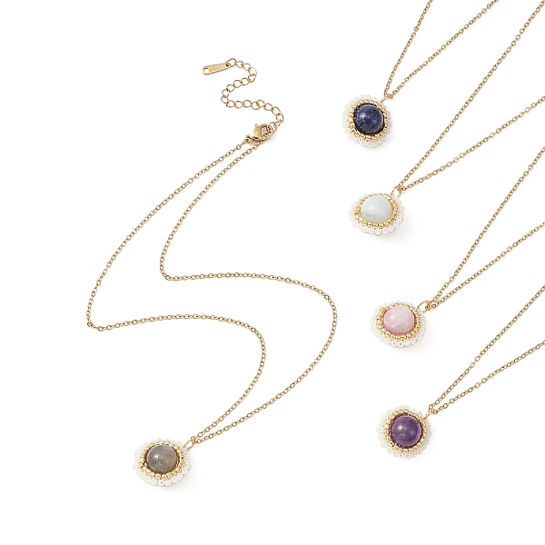 PandaHall Natural Mixed Gemstone & Seed Flower Pendant Necklace, 15.59~15.71 inch(39.6~39.9cm) Mixed Stone
PandaHall Natural Mixed Gemstone & Seed Flower Pendant Necklace, 15.59~15.71 inch(39.6~39.9cm) Mixed Stone