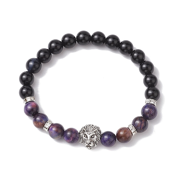 PandaHall 8mm Round Dyed Natural Tiger Eye & Black Onyx Beaded Stretch Bracelets, Lion Alloy Link Bracelets for Women Men, Purple, Inner...
PandaHall 8mm Round Dyed Natural Tiger Eye & Black Onyx Beaded Stretch Bracelets, Lion Alloy Link Bracelets for Women Men, Purple, Inner...
