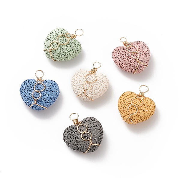 PandaHall Natural Dyed Lava Rock Pendants, Heart Charm, with Golden Tone Copper Wire Wrapped, Mixed Color, 28x24x11mm, Hole: 3.5mm Lava Rock..., Multicolor
PandaHall Natural Dyed Lava Rock Pendants, Heart Charm, with Golden Tone Copper Wire Wrapped, Mixed Color, 28x24x11mm, Hole: 3.5mm Lava Rock..., Multicolor