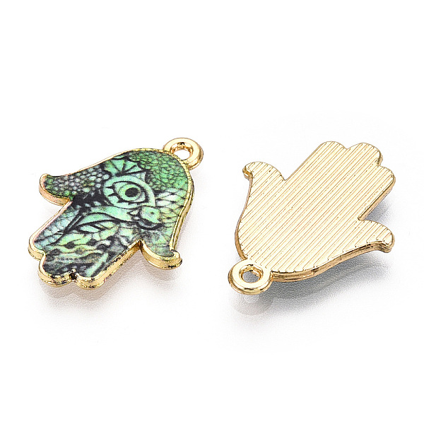 PandaHall Printed Light Gold Tone Alloy Pendants, Hamsa Hand with Eye Charms, Aquamarine, 23x18x2mm, Hole: 1.4mm Alloy Hamsa Hand Green
PandaHall Printed Light Gold Tone Alloy Pendants, Hamsa Hand with Eye Charms, Aquamarine, 23x18x2mm, Hole: 1.4mm Alloy Hamsa Hand Green