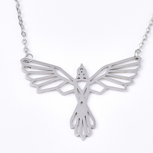 PandaHall 201 Stainless Steel Pendant Necklaces, with Cable Chains, Phenix, Stainless Steel Color, 18.1 inch(46cm), 2mm, Phenix: 35x45.5x1mm...
PandaHall 201 Stainless Steel Pendant Necklaces, with Cable Chains, Phenix, Stainless Steel Color, 18.1 inch(46cm), 2mm, Phenix: 35x45.5x1mm...