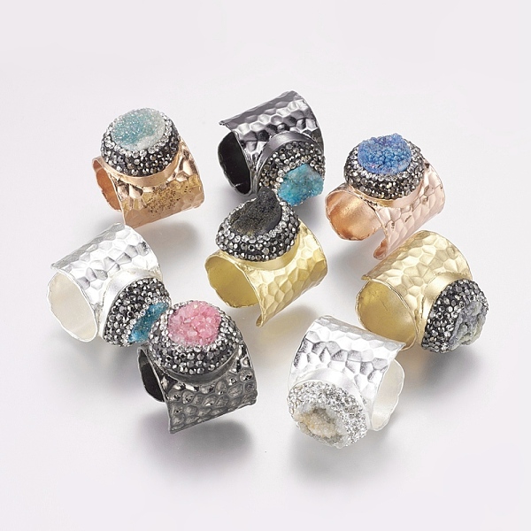 PandaHall Brass Rings, with Polymer Clay Grade A Rhinestone and Natural Druzy Agate, Dyed, Adjustable, Flat Round, Mixed Color, 17~18mm..., Multicolor
PandaHall Brass Rings, with Polymer Clay Grade A Rhinestone and Natural Druzy Agate, Dyed, Adjustable, Flat Round, Mixed Color, 17~18mm..., Multicolor