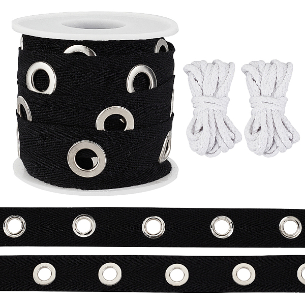 PandaHall Olycraft 5 Yards Cotton Ribbons with Platinum Tone Iron Eyelet Rings, and 2 Bundles White Cotton Thread, for Garment Accessories..., Black
PandaHall Olycraft 5 Yards Cotton Ribbons with Platinum Tone Iron Eyelet Rings, and 2 Bundles White Cotton Thread, for Garment Accessories..., Black