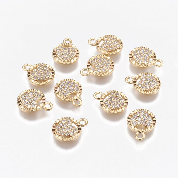 PandaHall Brass Micro Pave Cubic Zirconia Charms, Flat Round with Heart, Nickel Free, Real 18K Gold Plated, 10x8x2mm, Hole: 1mm Brass+Cubic..., Clear
PandaHall Brass Micro Pave Cubic Zirconia Charms, Flat Round with Heart, Nickel Free, Real 18K Gold Plated, 10x8x2mm, Hole: 1mm Brass+Cubic..., Clear