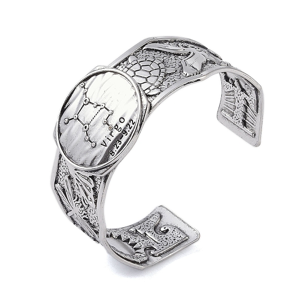 PandaHall Constellation Alloy Open Cuff Bangles for Women Men, Antique Silver, Virgo, Inner Diameter: 2-1/2 inch(6.2cm), 20~31mm Alloy Virgo
PandaHall Constellation Alloy Open Cuff Bangles for Women Men, Antique Silver, Virgo, Inner Diameter: 2-1/2 inch(6.2cm), 20~31mm Alloy Virgo