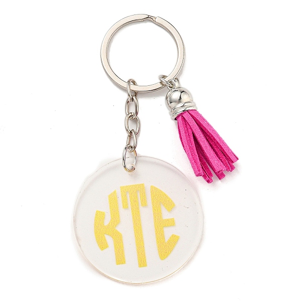 PandaHall Acrylic Flat Round with Suede Tassel Pendant Keychain, with Iron Key Ring, Yellow, 100mm Acrylic Flat Round Yellow
PandaHall Acrylic Flat Round with Suede Tassel Pendant Keychain, with Iron Key Ring, Yellow, 100mm Acrylic Flat Round Yellow