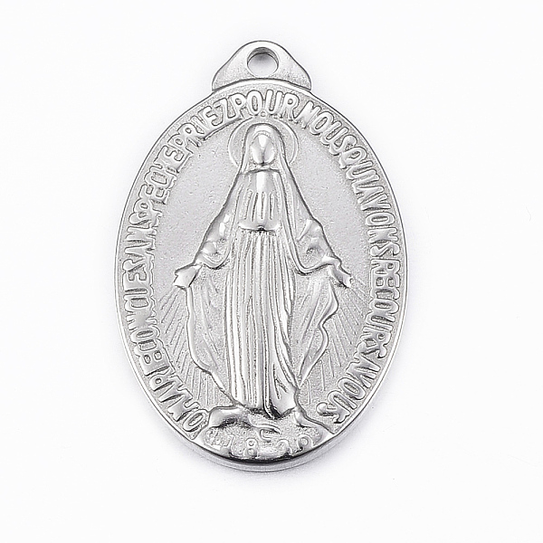 PandaHall 304 Stainless Steel Pendants, Oval with Virgin Mary, Stainless Steel Color, 31.5x21x3mm, Hole: 2mm 304 Stainless Steel Oval
PandaHall 304 Stainless Steel Pendants, Oval with Virgin Mary, Stainless Steel Color, 31.5x21x3mm, Hole: 2mm 304 Stainless Steel Oval