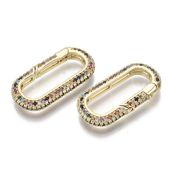 PandaHall Brass Micro Pave Cubic Zirconia Spring Gate Rings, Nickel Free, Oval, Colorful, Real 16K Gold Plated, 28.5x14.5x4mm, Inner...
PandaHall Brass Micro Pave Cubic Zirconia Spring Gate Rings, Nickel Free, Oval, Colorful, Real 16K Gold Plated, 28.5x14.5x4mm, Inner...
