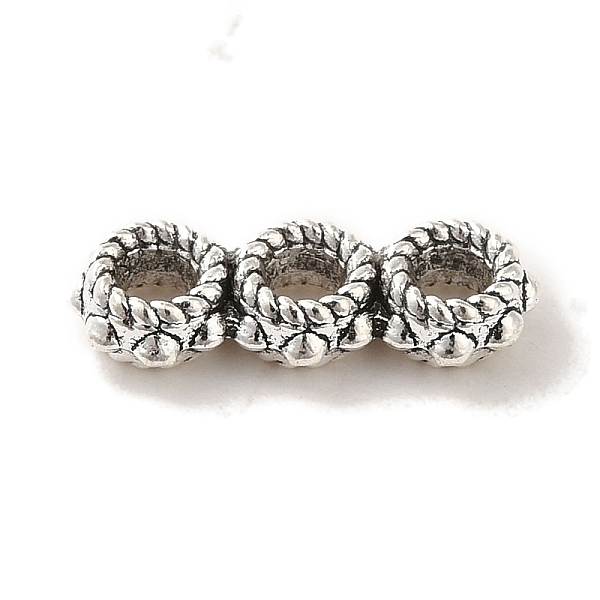 PandaHall Tibetan Style Alloy Spacer Bars, Cadmium Free & Lead Free, Triple Ring, Antique Silver, 5x13x2.5mm, Hole: 1.8mm Alloy Ring
PandaHall Tibetan Style Alloy Spacer Bars, Cadmium Free & Lead Free, Triple Ring, Antique Silver, 5x13x2.5mm, Hole: 1.8mm Alloy Ring