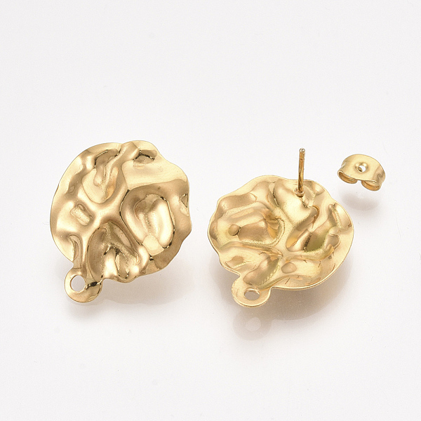 PandaHall 304 Stainless Steel Stud Earring Findings, with Loop and Ear Nuts/Earring Backs, Hammered Flat Round, Golden, 24x19.5mm, Hole...
PandaHall 304 Stainless Steel Stud Earring Findings, with Loop and Ear Nuts/Earring Backs, Hammered Flat Round, Golden, 24x19.5mm, Hole...