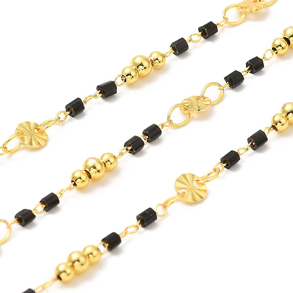 PandaHall Brass Handmade Beaded Chains, with Glass Beads, with Spool, Unwelded, Real 18K Gold Plated, Black, 0.5~7x2~4mm, about 32.81 Feet...
PandaHall Brass Handmade Beaded Chains, with Glass Beads, with Spool, Unwelded, Real 18K Gold Plated, Black, 0.5~7x2~4mm, about 32.81 Feet...