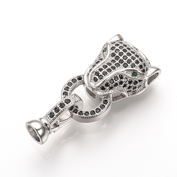 PandaHall Brass Micro Pave Cubic Zirconia Fold Over Clasps, Cheetah Head, Platinum, 31mm, Hole: 2mm Brass+Cubic Zirconia
PandaHall Brass Micro Pave Cubic Zirconia Fold Over Clasps, Cheetah Head, Platinum, 31mm, Hole: 2mm Brass+Cubic Zirconia
