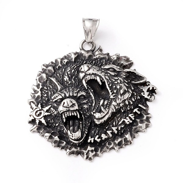 PandaHall Tibetan Style 304 Stainless Steel Pendants, Wolf, Antique Silver, 49x47.5x7.5mm, Hole: 8x4mm 304 Stainless Steel Other Animal
PandaHall Tibetan Style 304 Stainless Steel Pendants, Wolf, Antique Silver, 49x47.5x7.5mm, Hole: 8x4mm 304 Stainless Steel Other Animal