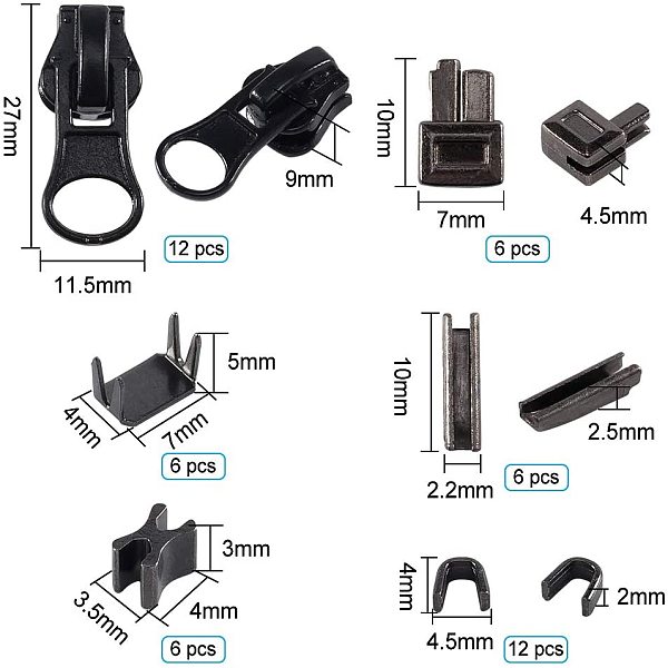 PandaHall Zipper Repair Accessories, with Resin Zipper Puller, Zinc Alloy and Brass Findings, Gunmetal, 74x72x17mm Alloy Black
PandaHall Zipper Repair Accessories, with Resin Zipper Puller, Zinc Alloy and Brass Findings, Gunmetal, 74x72x17mm Alloy Black