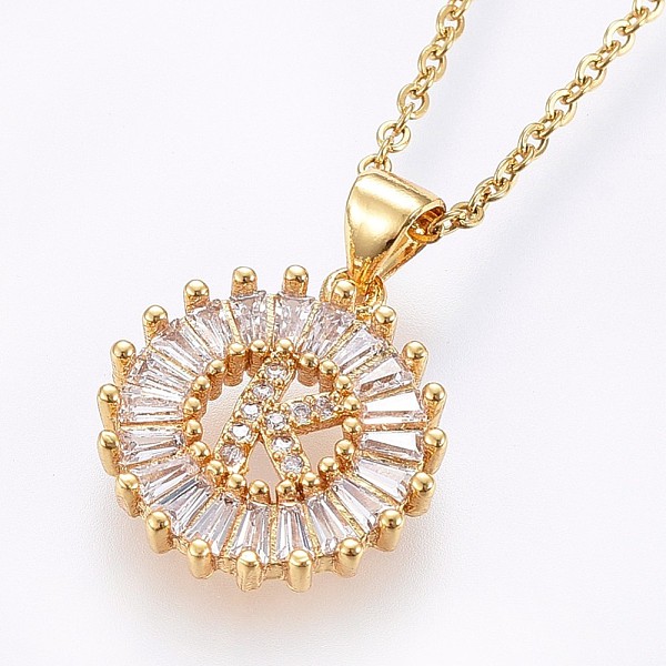 PandaHall 304 Stainless Steel Initial Pendant Necklaces, with Cubic Zirconia, Flat Round with Letter, Golden, Letter.K, 17.71 inch(45cm)..., Clear
PandaHall 304 Stainless Steel Initial Pendant Necklaces, with Cubic Zirconia, Flat Round with Letter, Golden, Letter.K, 17.71 inch(45cm)..., Clear