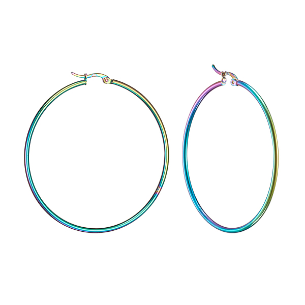 PandaHall 304 Stainless Steel Big Hoop Earrings, Hypoallergenic Earrings, Ring Shape, Rainbow Color, 12 Gauge, 59~61x2mm, Pin...
PandaHall 304 Stainless Steel Big Hoop Earrings, Hypoallergenic Earrings, Ring Shape, Rainbow Color, 12 Gauge, 59~61x2mm, Pin...