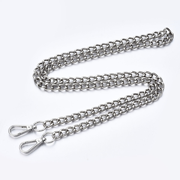 PandaHall Bag Chains Straps, Iron Curb Link Chains, with Alloy Swivel Clasps, for Bag Replacement Accessories, Platinum, 1200x10mm Iron
PandaHall Bag Chains Straps, Iron Curb Link Chains, with Alloy Swivel Clasps, for Bag Replacement Accessories, Platinum, 1200x10mm Iron