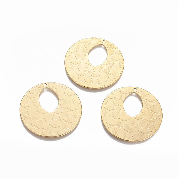 PandaHall 304 Stainless Steel Pendants, Textured, Flat Round with Star Pattern, Golden, 35.3x1mm, Hole: 1.4mm 304 Stainless Steel Flat Round
PandaHall 304 Stainless Steel Pendants, Textured, Flat Round with Star Pattern, Golden, 35.3x1mm, Hole: 1.4mm 304 Stainless Steel Flat Round