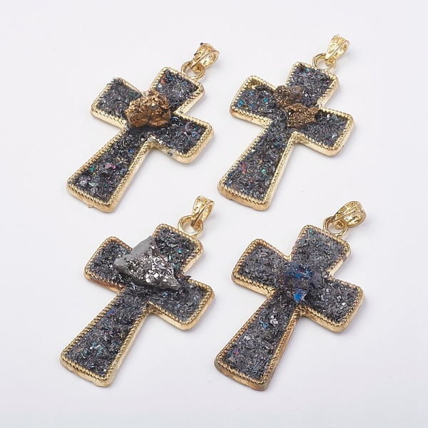 PandaHall Natural Druzy Agate Big Pendants, with Crystal and Brass Findings, Cross, Golden, 70~71x42.5~43x11~14mm, Hole: 5x6mm Natural Agate...
PandaHall Natural Druzy Agate Big Pendants, with Crystal and Brass Findings, Cross, Golden, 70~71x42.5~43x11~14mm, Hole: 5x6mm Natural Agate...