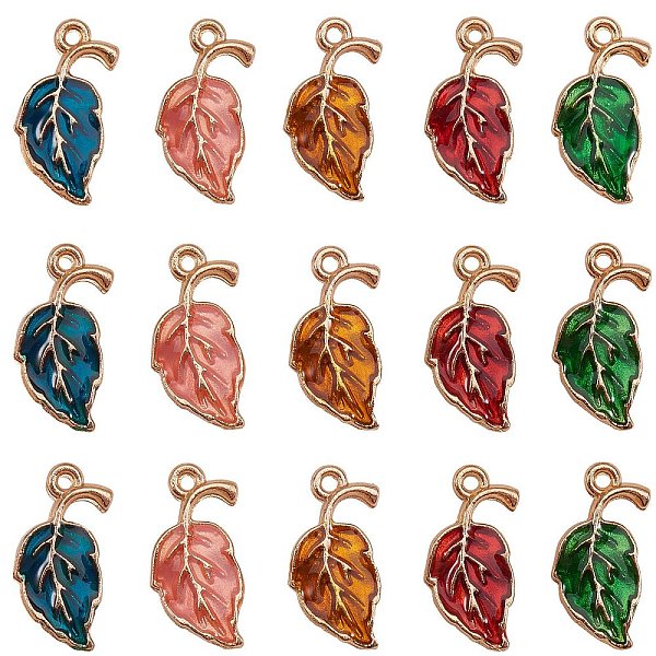 PandaHall Alloy Enamel Pendants, Leaf, Golden, Mixed Color, 19.5x9.5x2.2mm, Hole: 1.5mm, 30pcs/box Alloy+Enamel Leaf Multicolor
PandaHall Alloy Enamel Pendants, Leaf, Golden, Mixed Color, 19.5x9.5x2.2mm, Hole: 1.5mm, 30pcs/box Alloy+Enamel Leaf Multicolor