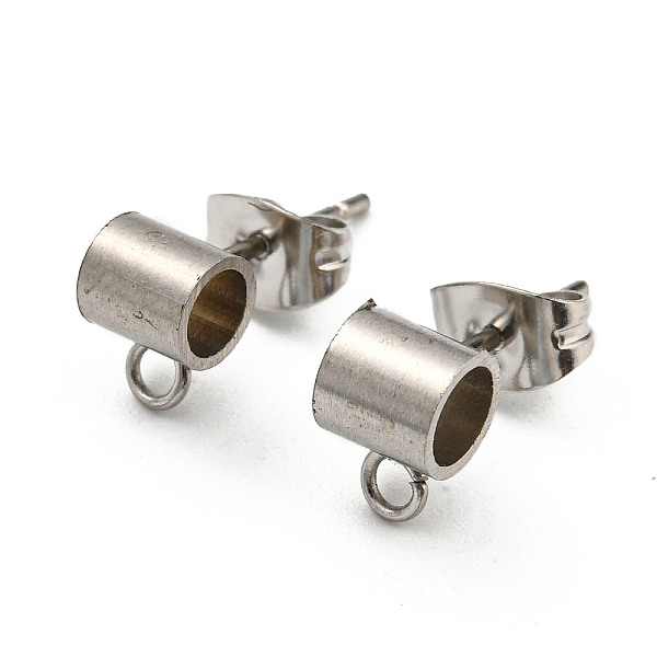 PandaHall 201 Stainless Steel Stud Earring Findings, with 304 Stainless Steel Pin & Horizontal Loops & Friction Ear Nuts, Column Tube...
PandaHall 201 Stainless Steel Stud Earring Findings, with 304 Stainless Steel Pin & Horizontal Loops & Friction Ear Nuts, Column Tube...