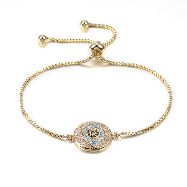 PandaHall Adjustable Brass Box Chain Bolo Bracelets, Slider Bracelets, with Cubic Zirconia Links, Flat Round with Eye, Golden, 10-1/4 inch...
PandaHall Adjustable Brass Box Chain Bolo Bracelets, Slider Bracelets, with Cubic Zirconia Links, Flat Round with Eye, Golden, 10-1/4 inch...