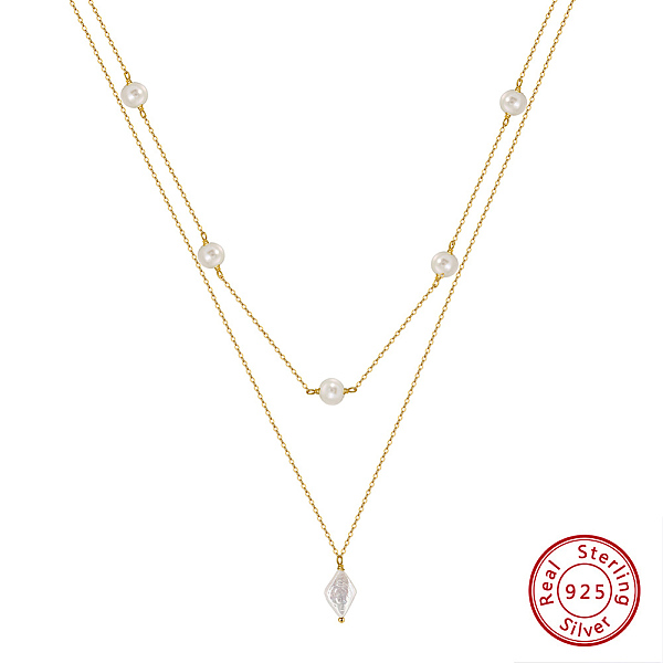 PandaHall 925 Sterling Silver Double Layer Necklaces, Natural Freshwater Pearl Necklaces, Real 14K Gold Plated, 16.34 inch(41.5cm) Sterling...
PandaHall 925 Sterling Silver Double Layer Necklaces, Natural Freshwater Pearl Necklaces, Real 14K Gold Plated, 16.34 inch(41.5cm) Sterling...