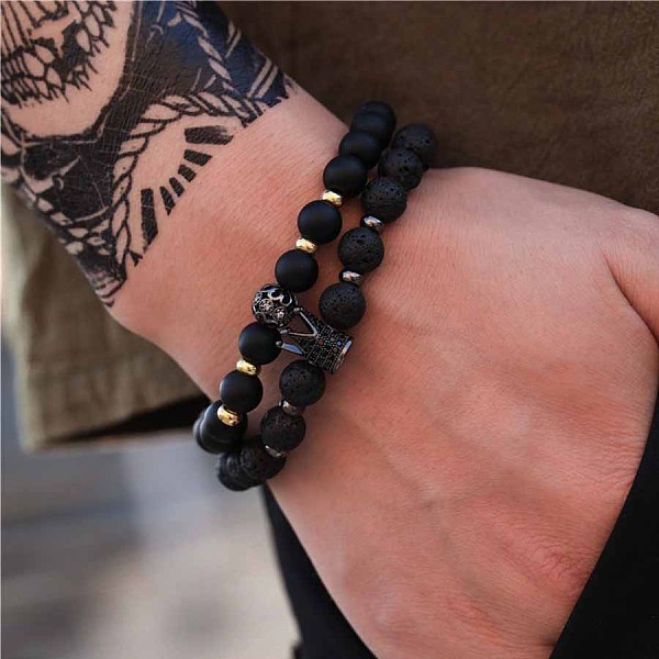 PandaHall Fashion Retro Black Matte Bracelet Set with Zircon Crown, Diamond Ball, Dice, Lion Head Bracelet Natural Gemstone Round Black
PandaHall Fashion Retro Black Matte Bracelet Set with Zircon Crown, Diamond Ball, Dice, Lion Head Bracelet Natural Gemstone Round Black