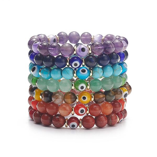 PandaHall 7Pcs 7 Style Natural & Synthetic Mixed Stone Stretch Bracelets Set with Lampwork Evil Eye Beaded, Chakra Yoga Theme Jewelry for...
PandaHall 7Pcs 7 Style Natural & Synthetic Mixed Stone Stretch Bracelets Set with Lampwork Evil Eye Beaded, Chakra Yoga Theme Jewelry for...