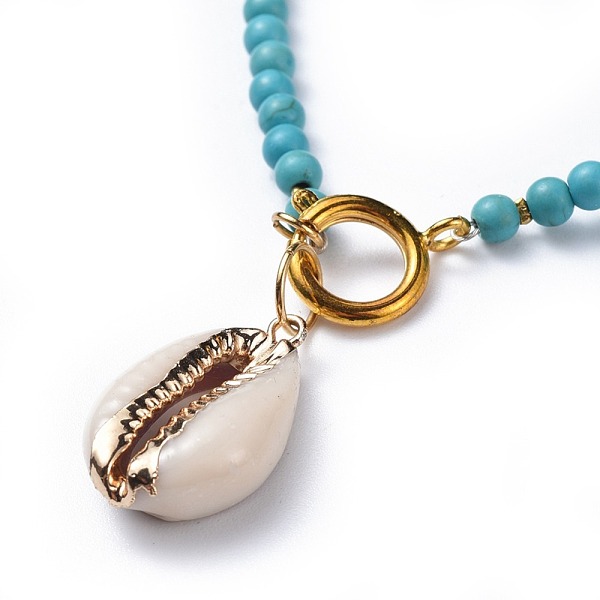 PandaHall Cowrie Shell Pendant Necklaces, with Dyed Synthetic Turquoise Beads and Brass Spring Ring Clasps, Packing Box, Turquoise, 15.9..., Green
PandaHall Cowrie Shell Pendant Necklaces, with Dyed Synthetic Turquoise Beads and Brass Spring Ring Clasps, Packing Box, Turquoise, 15.9..., Green