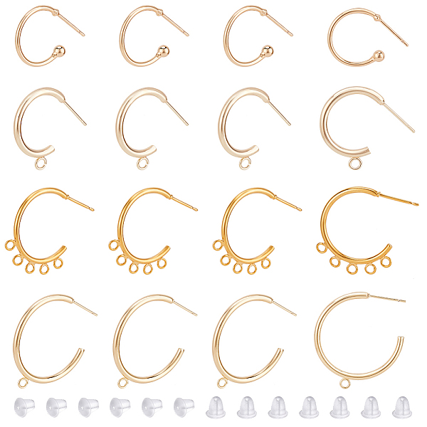 PandaHall BENECREAT 16Pcs 4 Style Brass Ring Stud Earring Findings, Half Hoop Earrings Findings, with Horizontal Loops, with 50Pcs Plastic...
PandaHall BENECREAT 16Pcs 4 Style Brass Ring Stud Earring Findings, Half Hoop Earrings Findings, with Horizontal Loops, with 50Pcs Plastic...