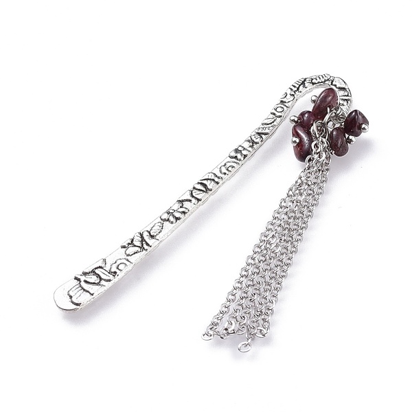 PandaHall Tibetan Style Alloy Bookmarks, with Natural Garnet Chip Beads and Brass Cable Chains, 79.5mm Garnet
PandaHall Tibetan Style Alloy Bookmarks, with Natural Garnet Chip Beads and Brass Cable Chains, 79.5mm Garnet