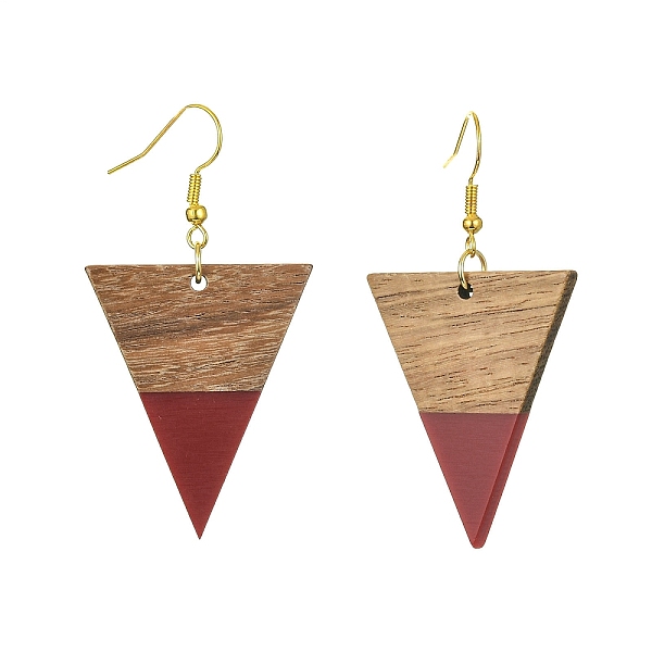PandaHall Resin & Walnut Wood Triangle Dangle Earrings, Golden Iron Long Drop Earrings, Dark Red, 57x30.5mm Resin Triangle
PandaHall Resin & Walnut Wood Triangle Dangle Earrings, Golden Iron Long Drop Earrings, Dark Red, 57x30.5mm Resin Triangle