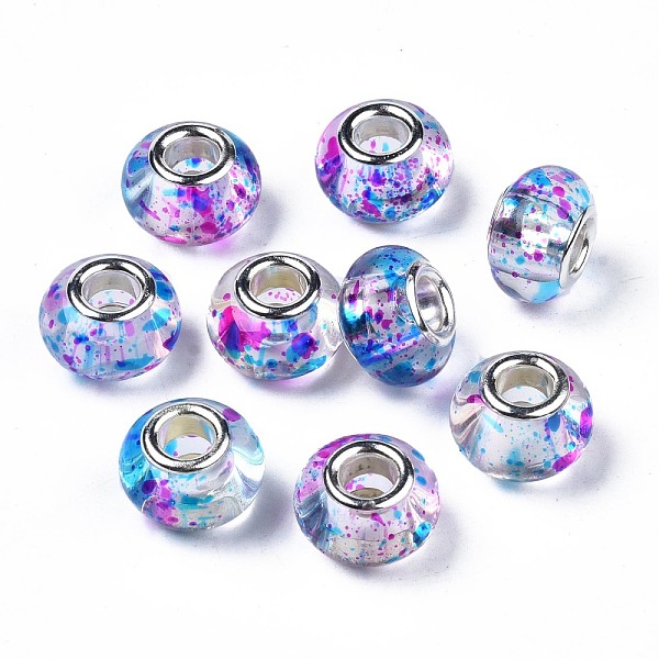 PandaHall Transparent Resin European Beads, Large Hole Beads, with Platinum Tone Brass Double Cores, Two-Tone, Rondelle, Deep Sky Blue...
PandaHall Transparent Resin European Beads, Large Hole Beads, with Platinum Tone Brass Double Cores, Two-Tone, Rondelle, Deep Sky Blue...