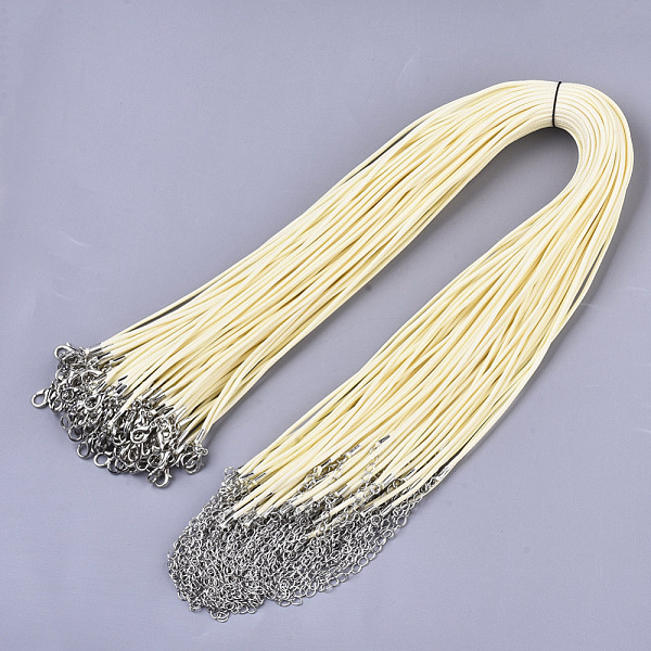PandaHall Waxed Cotton Cord Necklace Making, with Alloy Lobster Claw Clasps and Iron End Chains, Platinum, Beige, 44~48cm, 1.5mm Waxed..., Yellow
PandaHall Waxed Cotton Cord Necklace Making, with Alloy Lobster Claw Clasps and Iron End Chains, Platinum, Beige, 44~48cm, 1.5mm Waxed..., Yellow