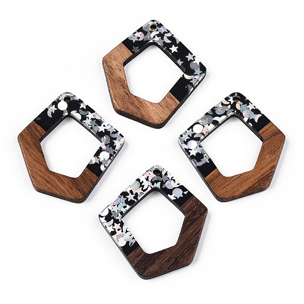 PandaHall Opaque Resin & Walnut Wood Pendants, Pentagon Charms with Stars & Moon & Sun Paillettes, Silver, 35.5x32.5x3.5mm, Hole: 2mm...
PandaHall Opaque Resin & Walnut Wood Pendants, Pentagon Charms with Stars & Moon & Sun Paillettes, Silver, 35.5x32.5x3.5mm, Hole: 2mm...