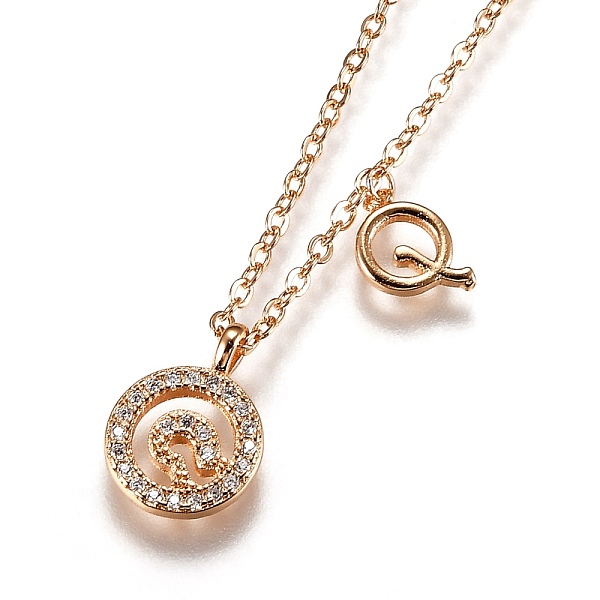 PandaHall Brass Micro Pave Clear Cubic Zirconia Double Letter Pendant Necklaces, with Cable Chains, Letter.Q, 14-3/4 inch(37.6cm) Brass...
PandaHall Brass Micro Pave Clear Cubic Zirconia Double Letter Pendant Necklaces, with Cable Chains, Letter.Q, 14-3/4 inch(37.6cm) Brass...