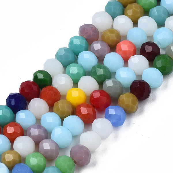 PandaHall Glass Beads Strands, Faceted, Abacus, Mixed Color, 4x3.5mm, Hole: 0.7~1mm, about 104~125pcs/strand, 14.13 inch~16.93 inch..., Multicolor
PandaHall Glass Beads Strands, Faceted, Abacus, Mixed Color, 4x3.5mm, Hole: 0.7~1mm, about 104~125pcs/strand, 14.13 inch~16.93 inch..., Multicolor