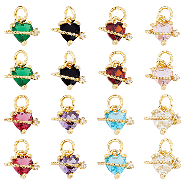 PandaHall DICOSMETIC 16PCS 8Colors Brass Cubic Zirconia Charms, Real 18K Gold Plated, Cadmium Free & Lead Free, Heart, Mixed Color, 9x10x6mm..., Multicolor
PandaHall DICOSMETIC 16PCS 8Colors Brass Cubic Zirconia Charms, Real 18K Gold Plated, Cadmium Free & Lead Free, Heart, Mixed Color, 9x10x6mm..., Multicolor