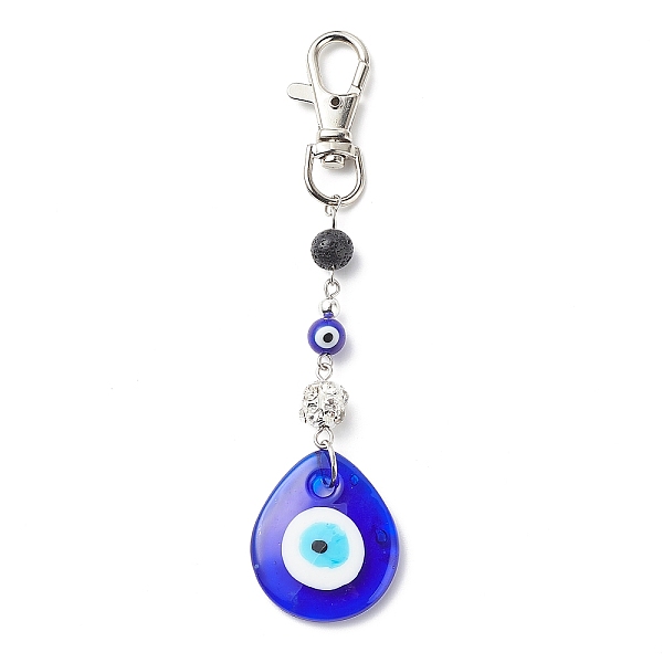 PandaHall Handmade Lampwork Evil Eye Pendant Decoration, Natural Lava Rock Round Bead & Lobster Clasp Charms, for Keychain, Purse, Backpack..., Blue
PandaHall Handmade Lampwork Evil Eye Pendant Decoration, Natural Lava Rock Round Bead & Lobster Clasp Charms, for Keychain, Purse, Backpack..., Blue